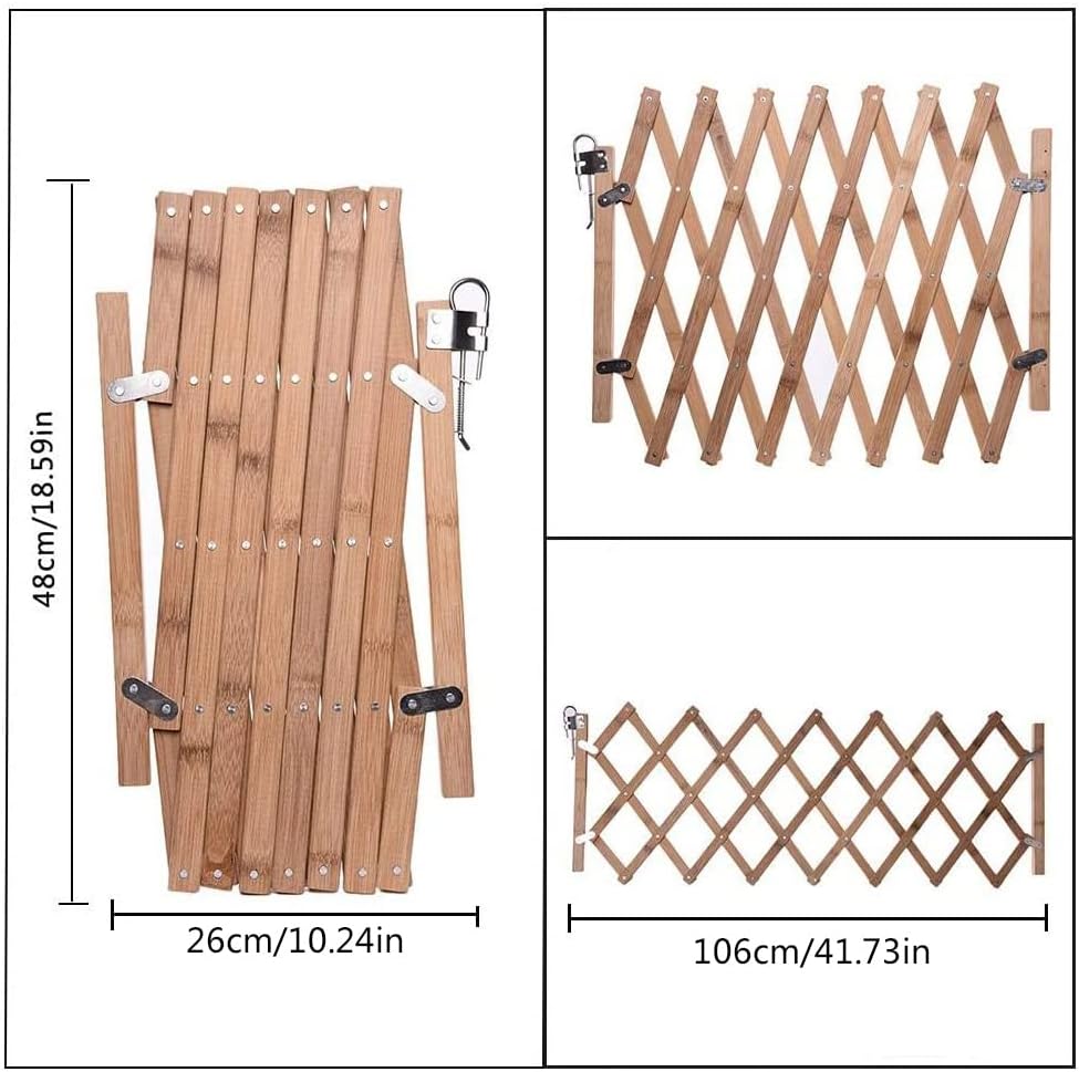 Cat Scratcher, Wooden Pet Gate for Dogs 18.6 Inch Tall Retractable Dog Gate for The House Doorway Stairs Width 43 Inch