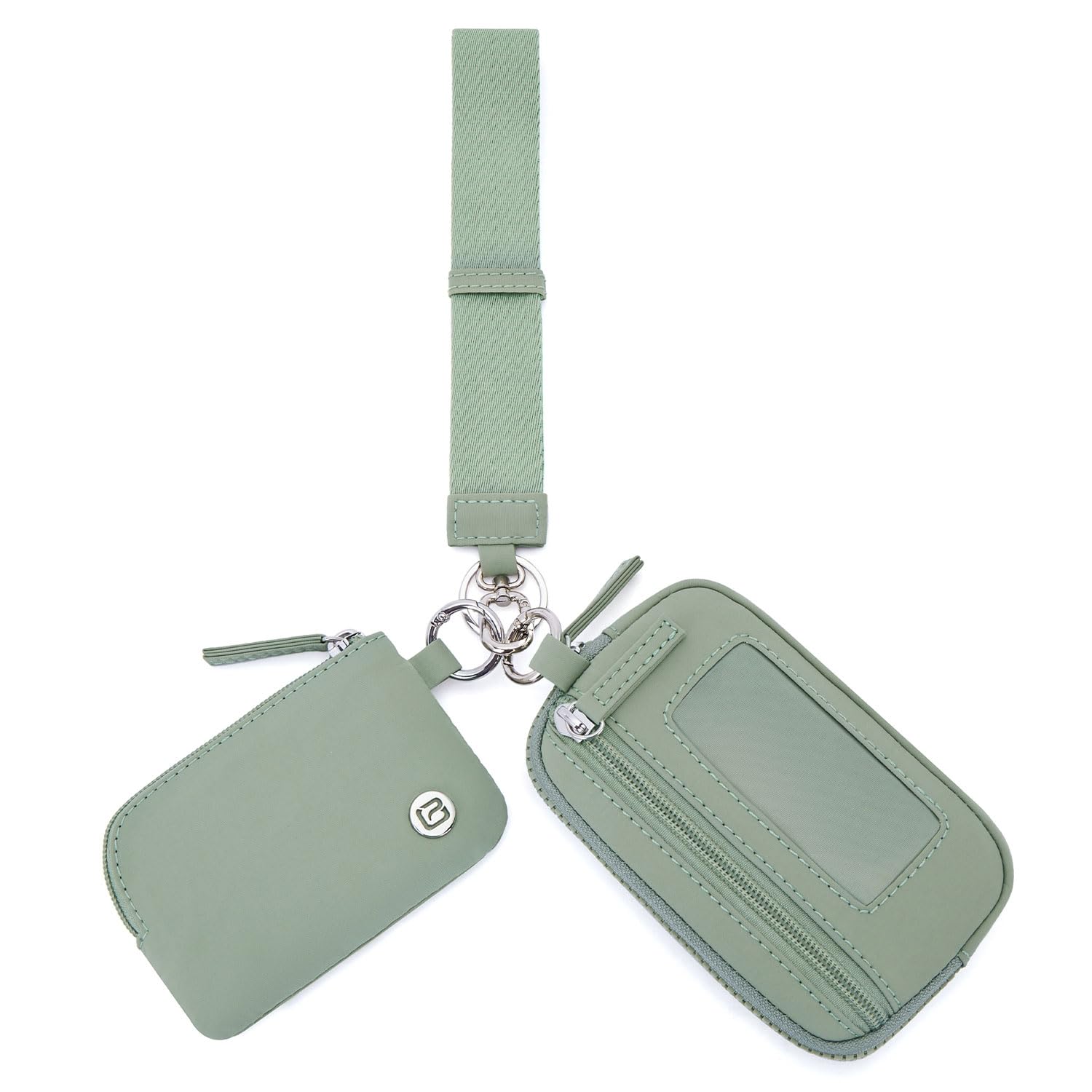 POIUGOYANylon Wristlet Wallets, Dual Pouch Keychain Wristlet Wallet, RFID Small Wallet With Coin Pouch,ID Window For Travel