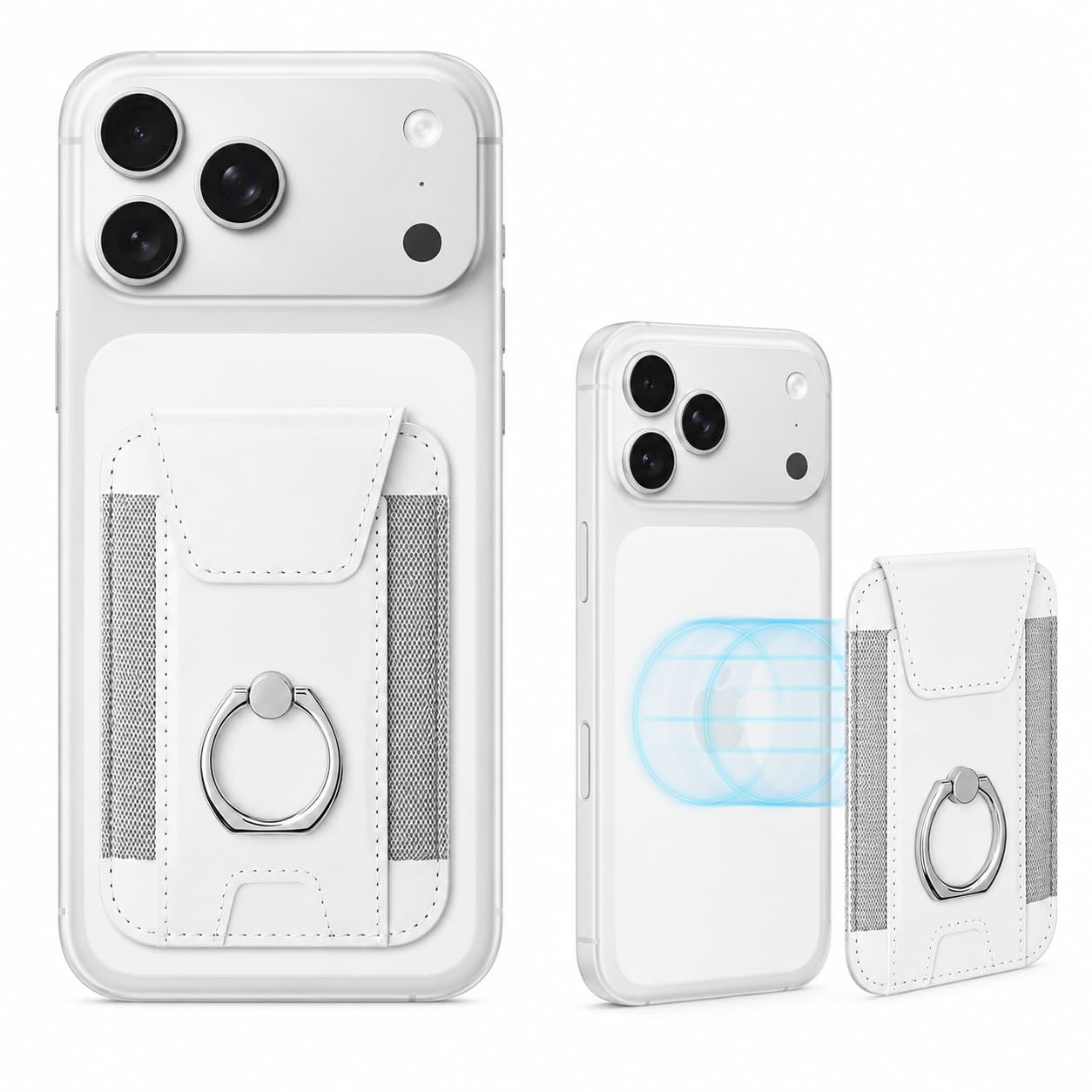 RIGGEAR Magnetic Phone Wallet with Grip, Compatible with MagSafe for iPhone, Android Phones & Magnetic Cases, Holds 5 Cards(White)-image-35