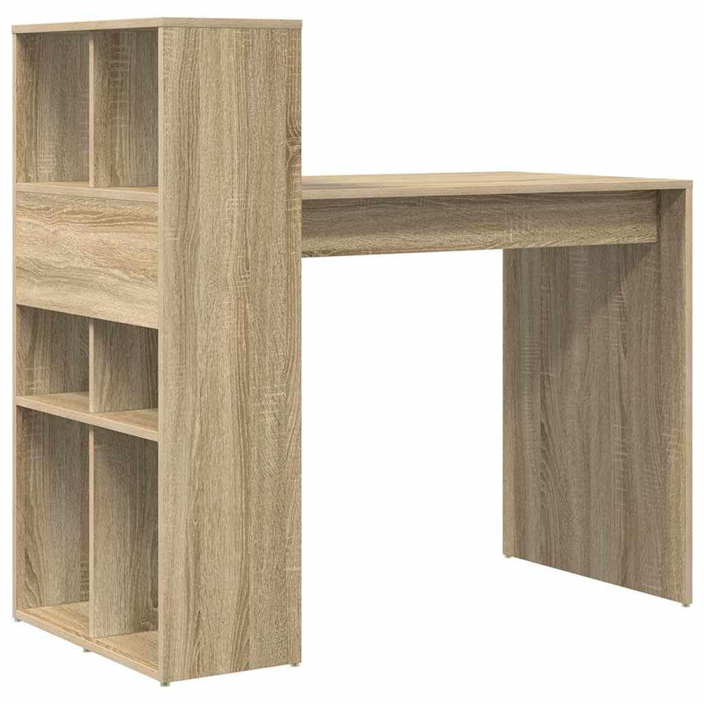 Hothingwell Computer-Schreibtisch, 108 x 55 x 103,5 cm, Holz | Mit Regalböden, minimalistisches Design, einfach zu montieren, Reinigung mit feuchtem Tuch