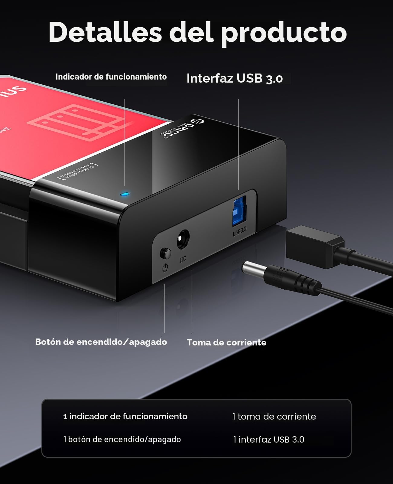 ORICO Estación de Acoplamiento Externa USB 3.0 SATA para Discos Duros SATA de 2,5/3,5 Pulgadas, Estación de Acoplamiento para Discos Duros de 5 Gbps con Capacidad de hasta 24 TB [Compatible con UASP]