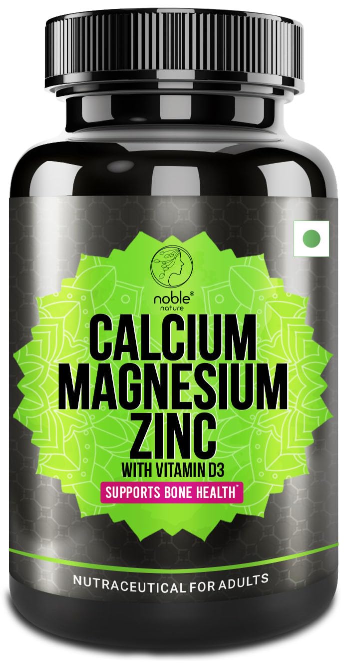 Noble Nature Calcium Magnesium Zinc with Vitamin D3 - Essential Mineral Supplement, 90 Tablets - Promotes Bone Health and Immune Support