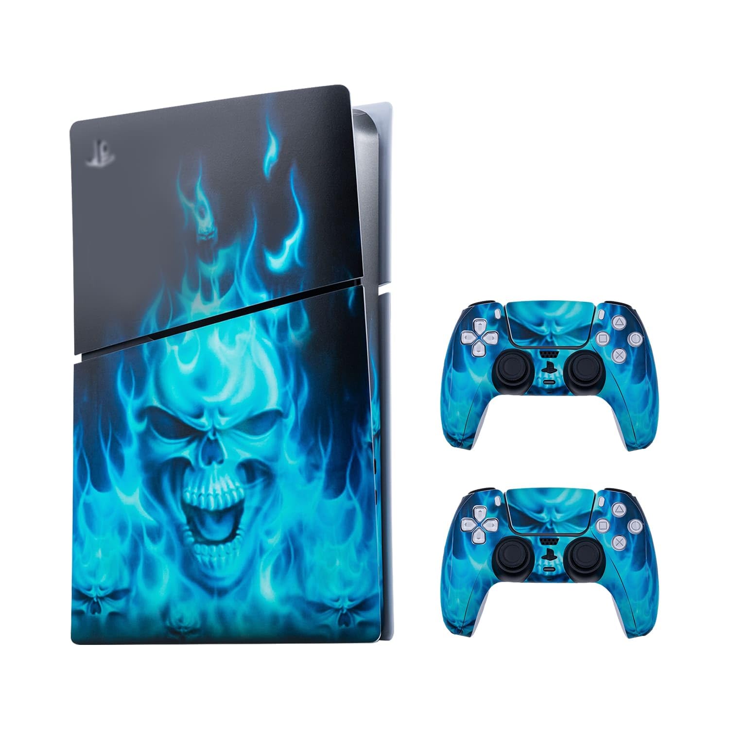 Mcbazel Autocollant antidérapant Autocollant en Vinyle Peau Couverture Plaques adhésives Autocollantes pour PS5 Slim d'origine Uniquement-Flamme Bleue