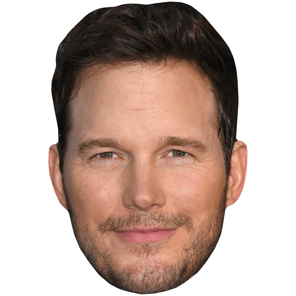 Celebrity Cutouts Lifelike Chris Pratt (Stubble) Celebrity Mask, Flat Card Face, Fancy Dress Mask
