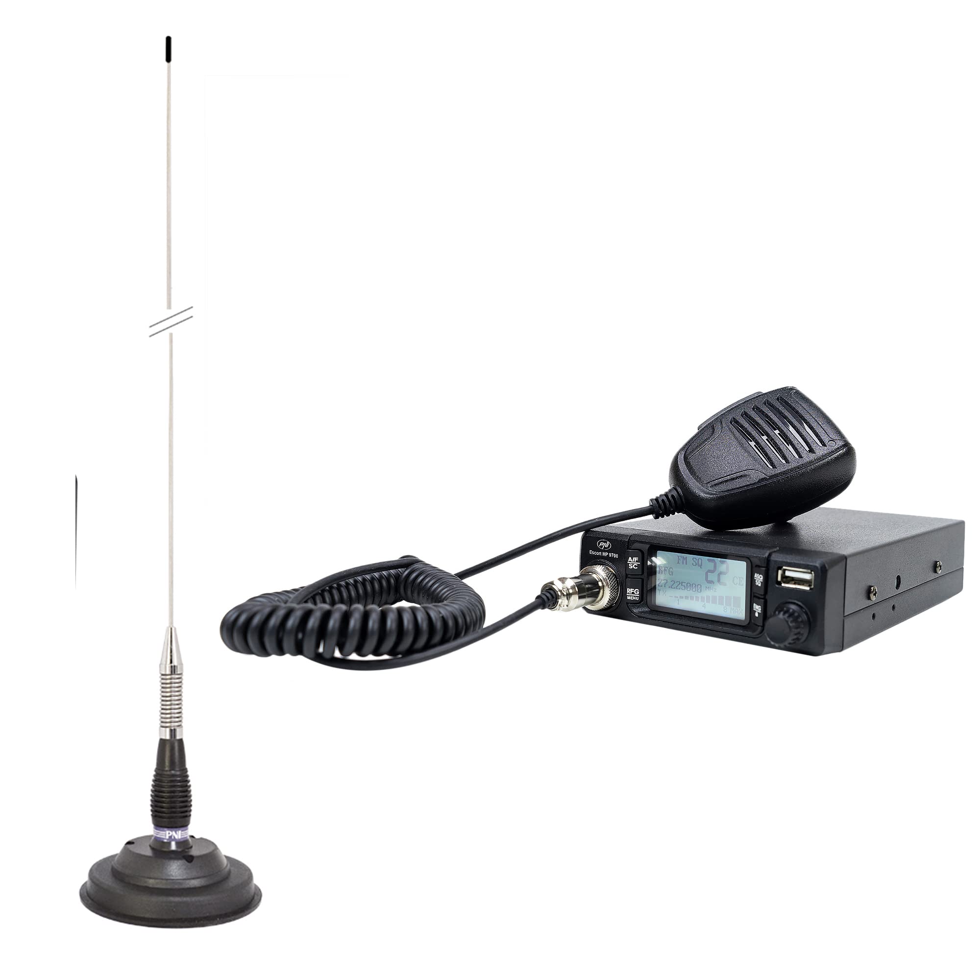 CB PNI Escort Radio HP 9700 USB y CB PNI ML100 Antena con Base magnética