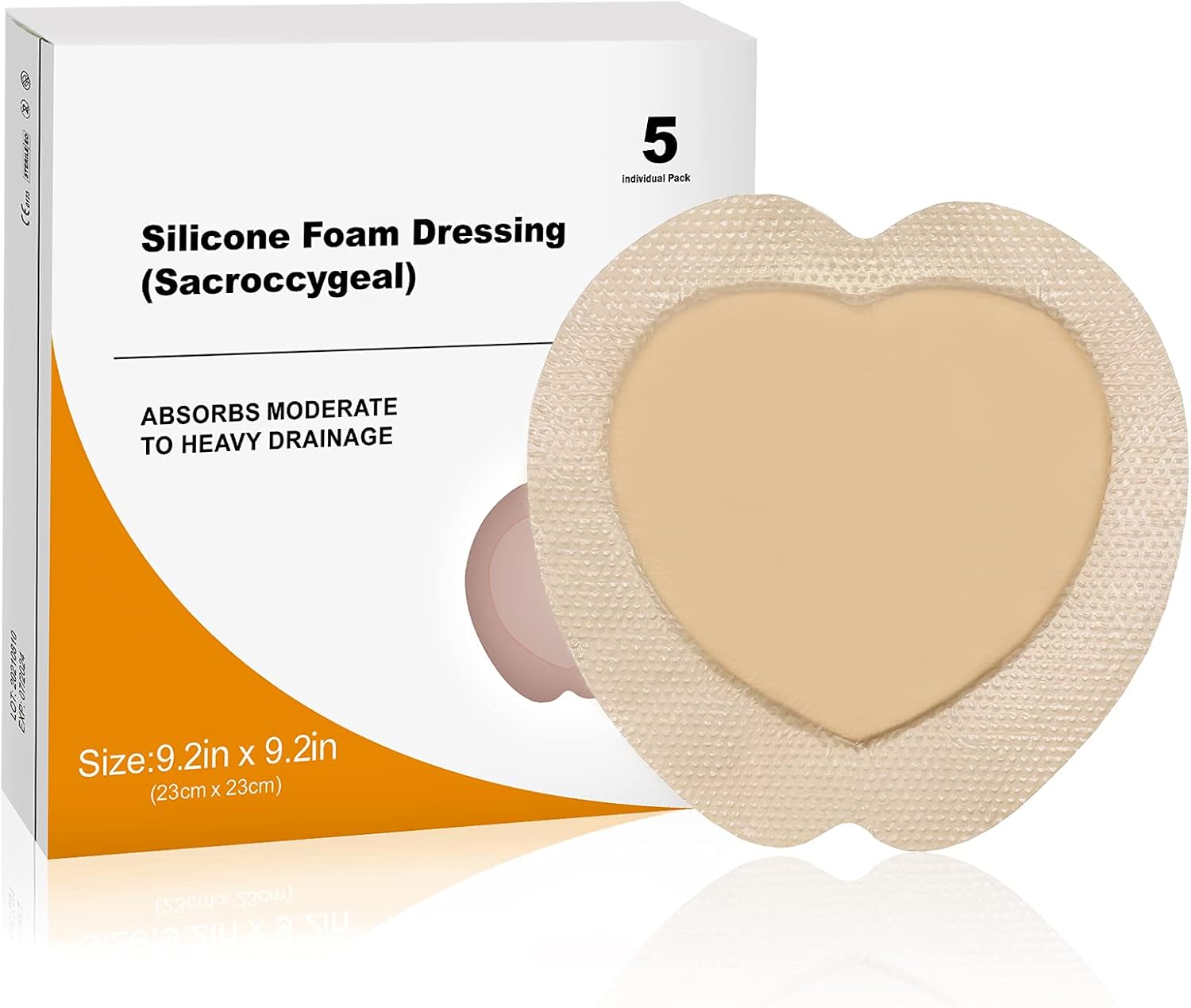 Carbou Sacrum Foam Dressing Silicone Adhesive Border, 9''x9
