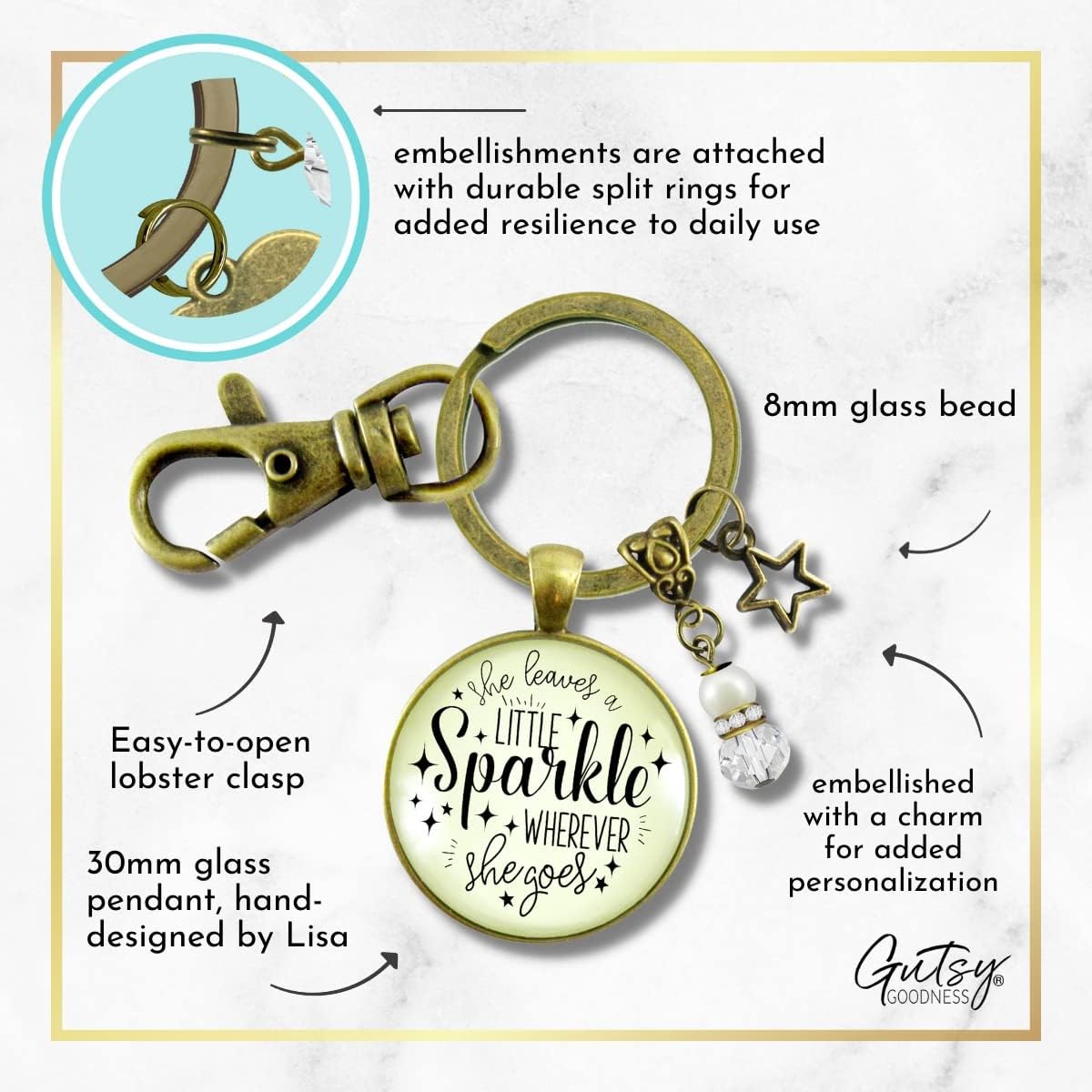 Inspirational Strong Woman Keychain Boho Handcrafted Message Jewelry Key Ring Fob Purse Clip Pendant