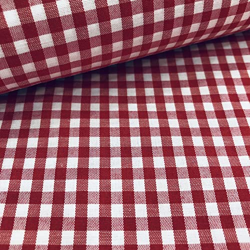 Tela de Vichy por metros Cuadro pequeño 3,5mm, Ancho 1.50 Mtrs. 1Mtr. (Rojo)