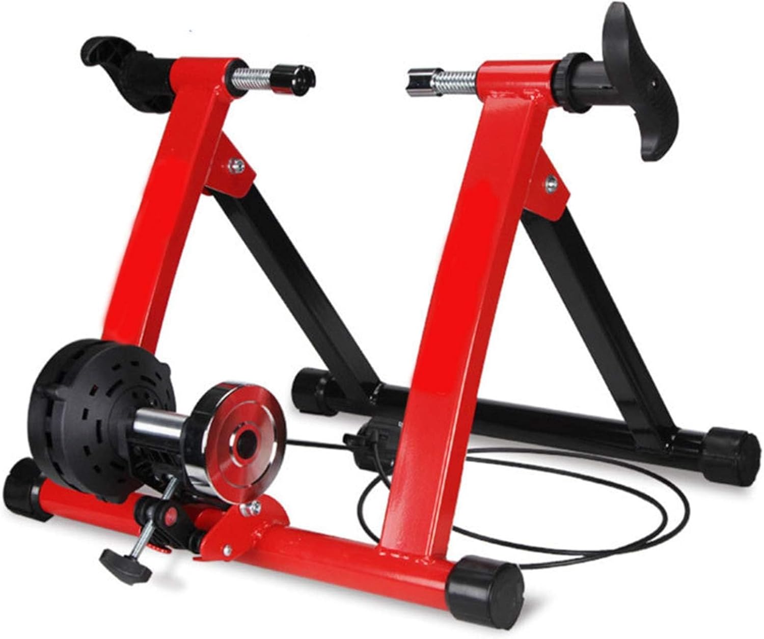 Bike Stand for Indoor Riding Foldable Exercise Bike Trainer Stand, Premium Steel Bike Bicycle Indoor Exercise Bike Stationary Workout Trainer Stand，Fits for 26in-28in Wheels(Red)