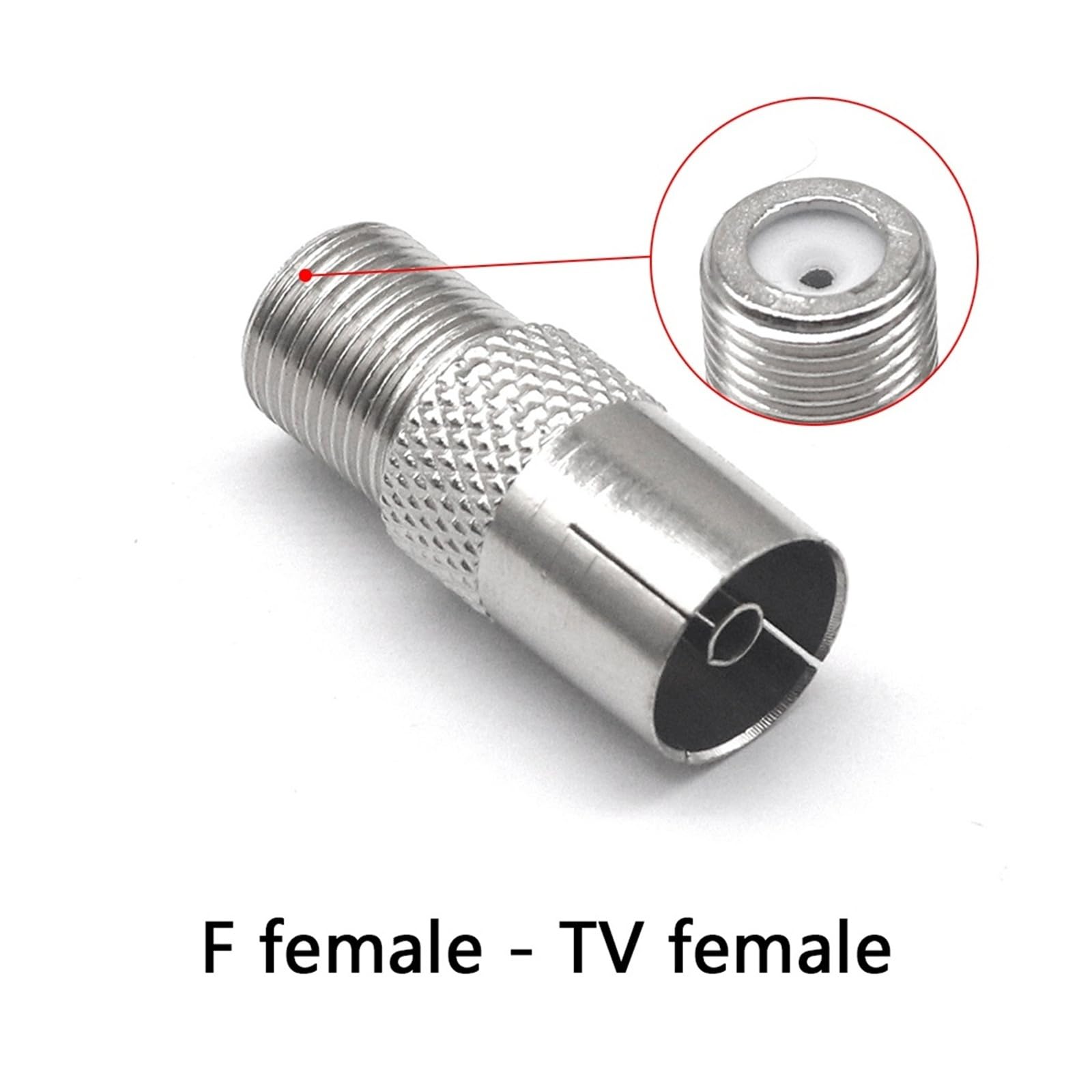 2/5/10 adattatori coassiali RF femmina a TV maschio, ad angolo retto di 90 gradi, 75 Ohm, nichelato, per cavo antenna e top box (F-TV KK, 10 pezzi)