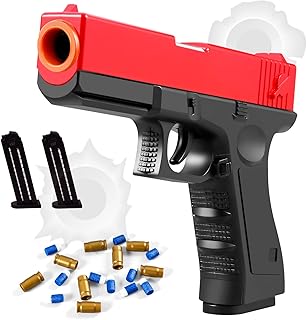 Look Real Toy Gun with Ejecting Soft Bullets,Pistol Toys Foam Blaster Soft Bullet Play Gun with Ejection Shell Bullets (RED)