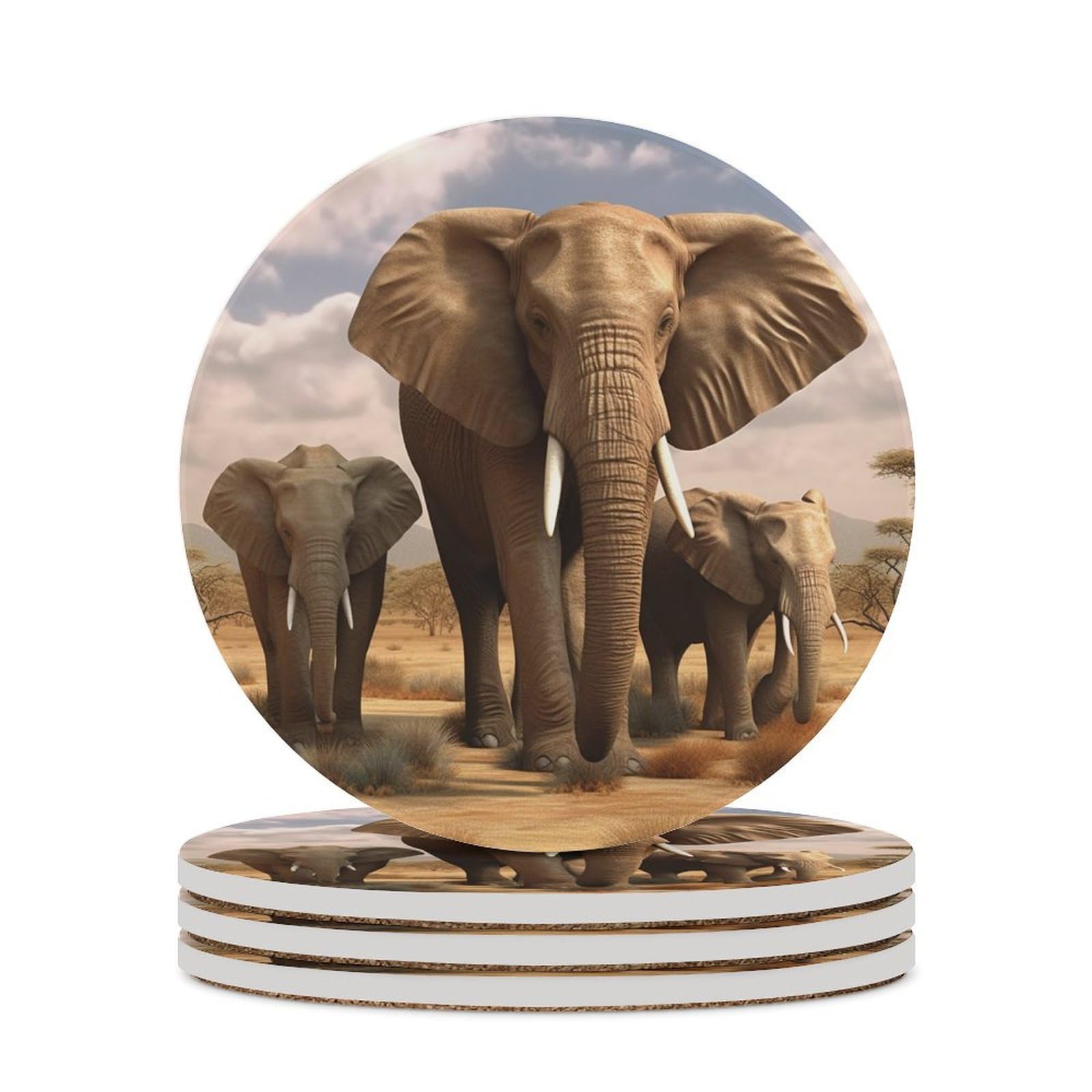Dessous de verre éléphant en céramique et liège - Coffret cadeau idéal pour crémaillère