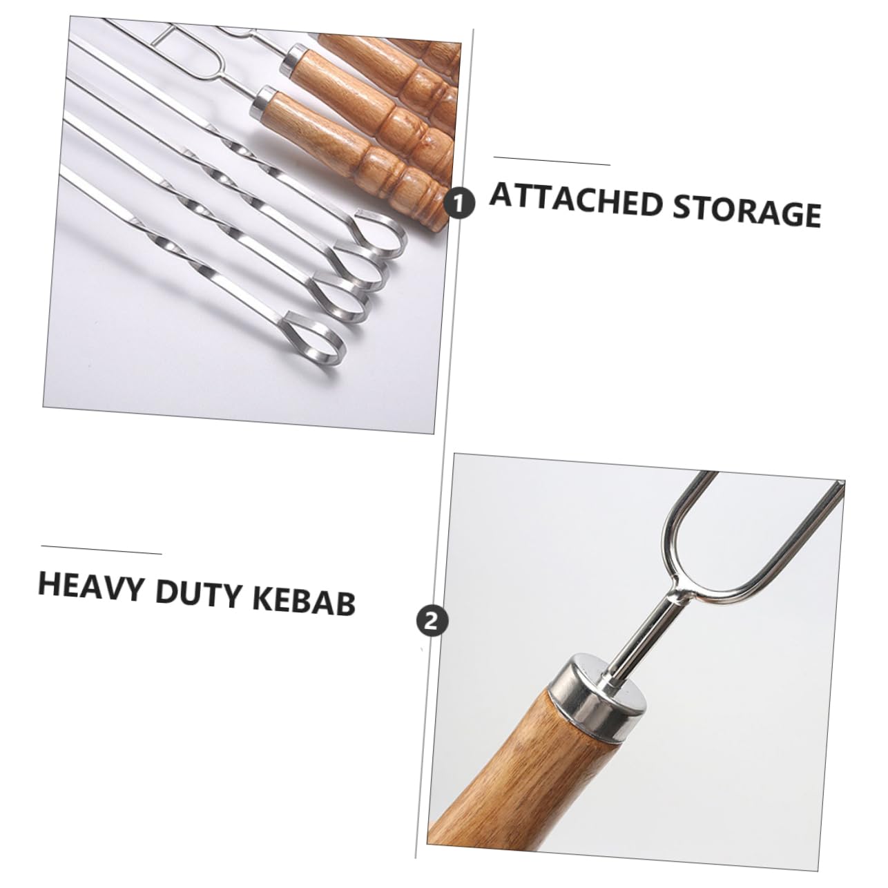 Toddmomy 10 Spiedini per Barbecue in Acciaio Inox con Impugnatura in Legno, Resistenti alla Ruggine, con Borsa per Cena in Famiglia e Feste