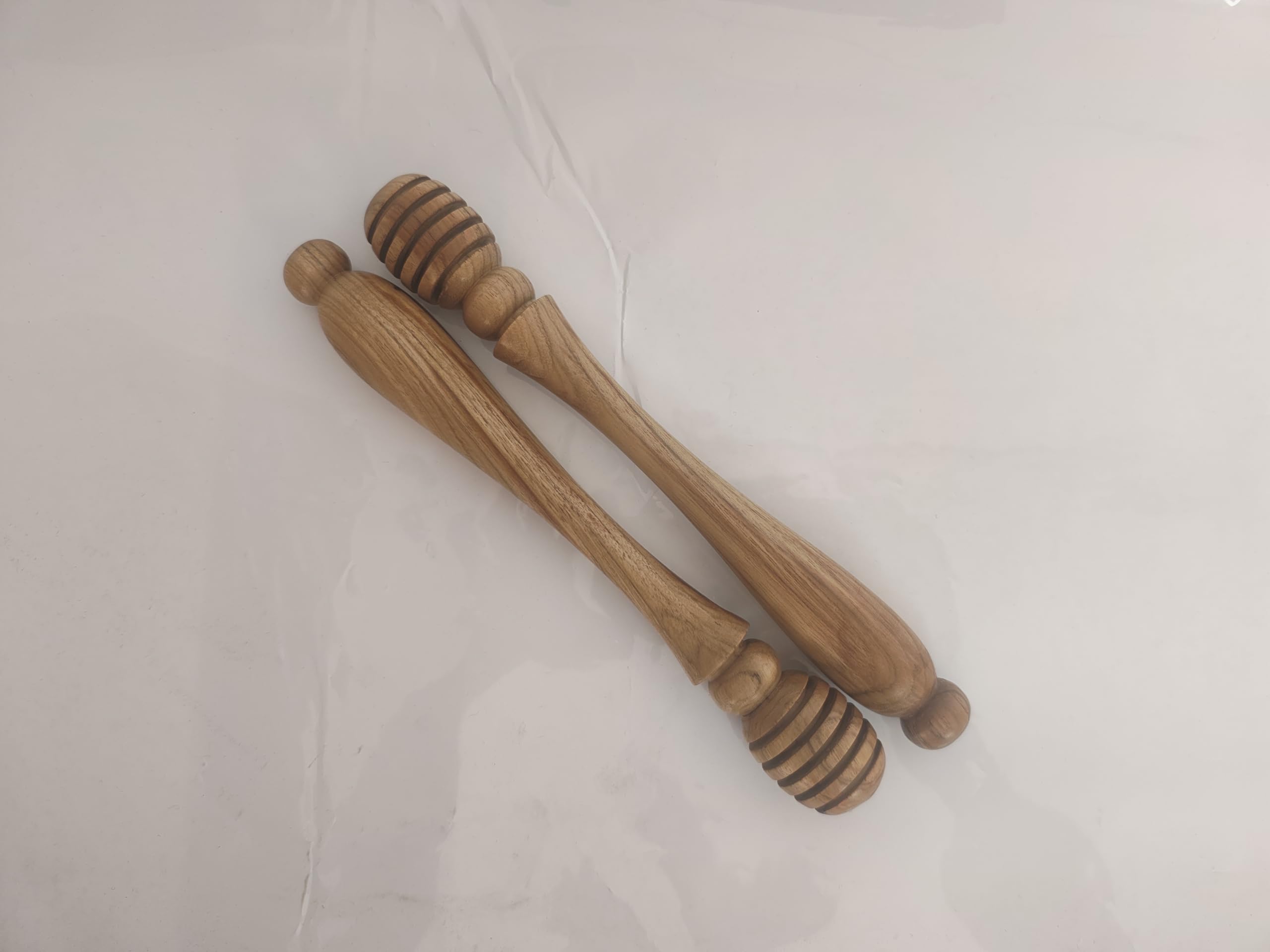 Set of 2 - 8 Inch Wooden Honey Dippers for Drizzling - Natural Sagwan (Teak) Wood Honey Sticks with Long Handle and Deep Grooves - Reusable Wooden Spoon for Honey, Syrups, and Tea 1
