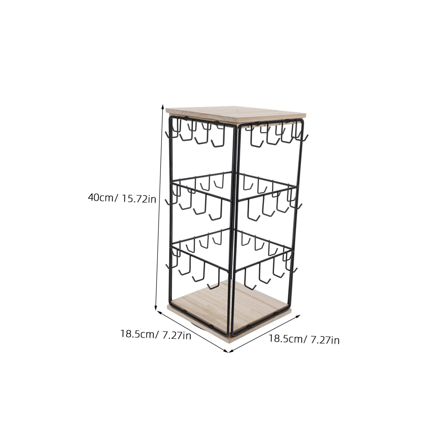 GLEAVI Schmuckständer aus Eisen und Holz mit Haken Multifunktionaler Ohrringhalter Organizer und Platzsparendes Aufbewahrungsdisplay für Ringe und Ohrringe im Minimalistischen Turm