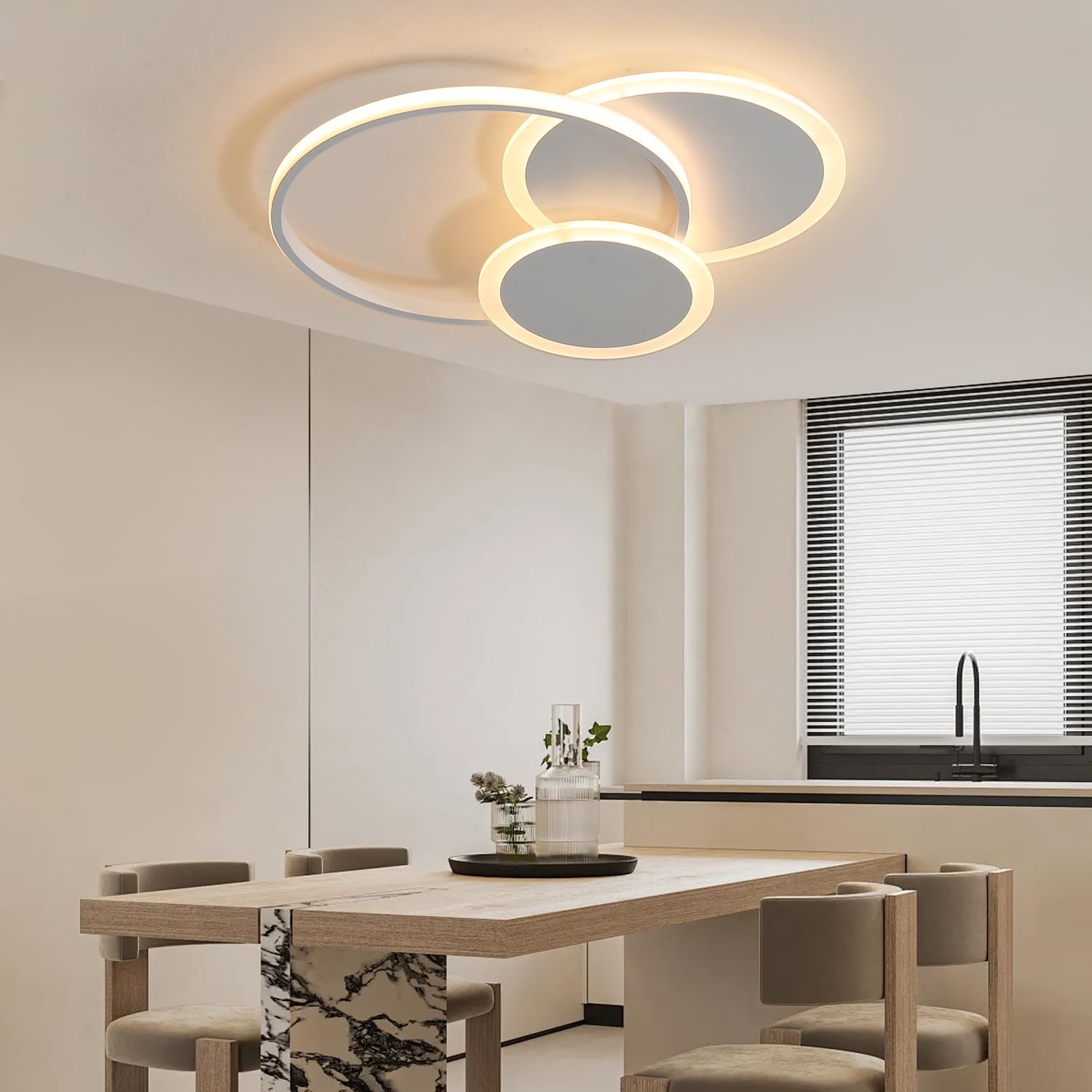 Lampadario Camera da Letto, Plafoniera LED Soffitto Moderna | lampadario Dimmerabile 3000K-6000K con Telecomando, luce a soffitto 42 * 35cm