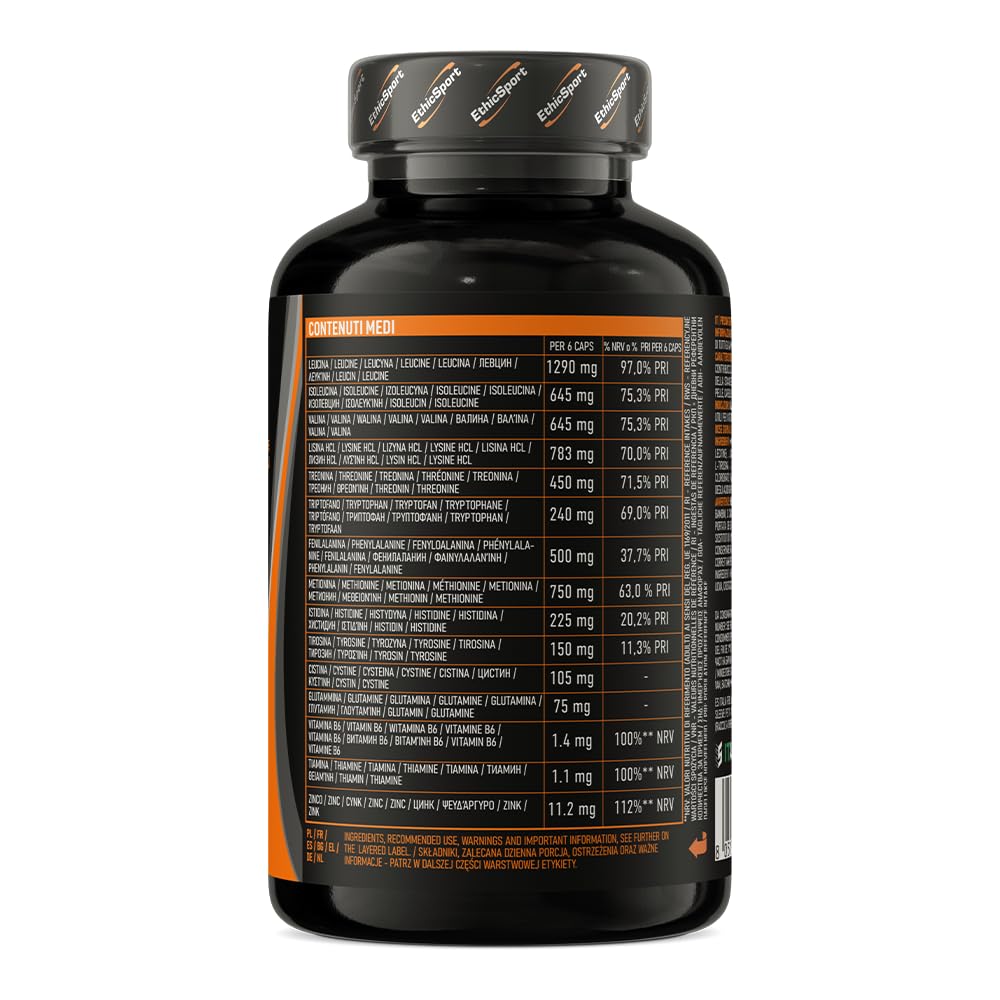 EthicSport - Prosintech - Barattolo da 120 cps - Integratore Alimentare di Amminoacidi Essenziali (EAA) con Vitamine e Zinco, utile per massimizzare la sintesi proteica