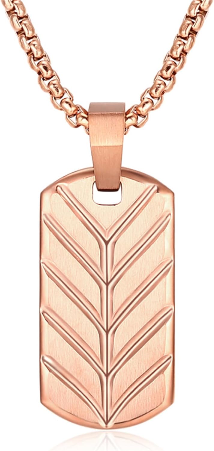 Mens Necklace 18K Gold Plated Stainless Steel Leaf Link Pendant Chain Necklaces for Men Non Tarnish Jewelry Gifts for Men Women 20-22 Inch