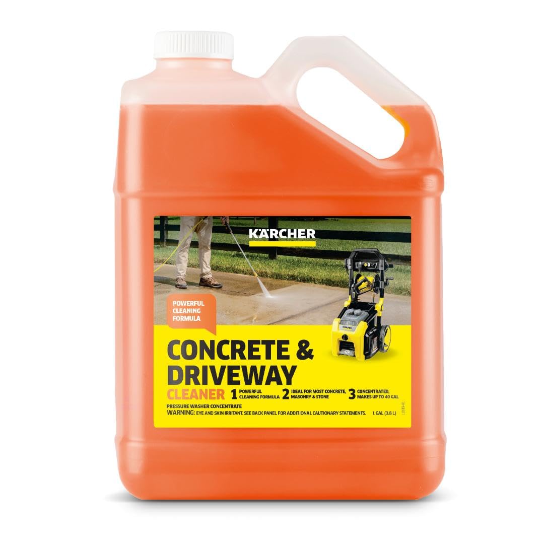 Kärcher Concrete & Driveway Cleaner, Cleans Concrete, Brick, Mansory, and Stone Areas, Highly Concentrated, Makes up to 40 gal of Cleaner, Readily Biodegradable, For Pressure Washers