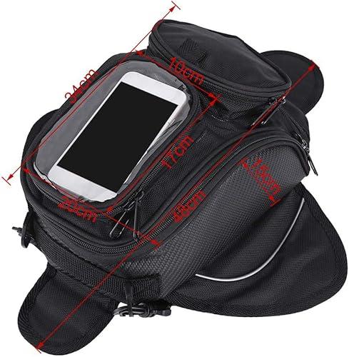 Miniatura 6 de Bolsa de tanque de motocicleta, bolsa magnética universal para motocicleta, motocicleta, gasóleo, tanque de combustible, bolsa de sillín con correa