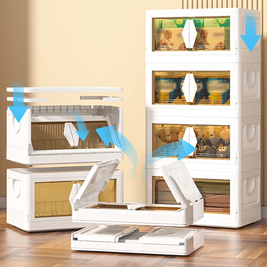 Genérico Grandes contenedores de Almacenamiento Plegable, Caja acrílica Transparente con Ventana y Tapa, Ideal para organización y Almacenamiento, Carro de Almacenamiento de plástico