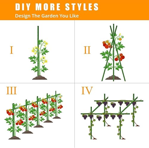 Miniatura 7 de LAVEVE Garden Stakes - Estacas de tomate de acero resistente de 36 pulgadas, estacas de soporte recubiertas de plástico para asegurar árboles,