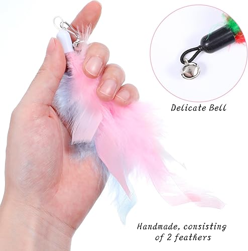 Miniatura 2 de 12 piezas de repuesto de juguetes de plumas para gatos, varita de plumas para gatos con campanas, reemplazo de plumas interactivas para gatos