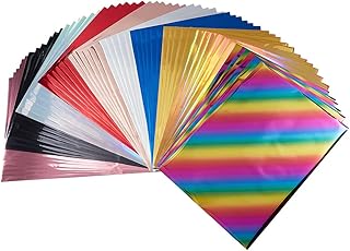 SUPERFINDINGS 60pcs Reactive Foil 10 Colors Transfer Foil Paper 11.4x7.3inch A4 Toner Foil Paper for DIY Craft Embossing Scrapbooking Cards Making,Foil by Laser Printer and Laminator