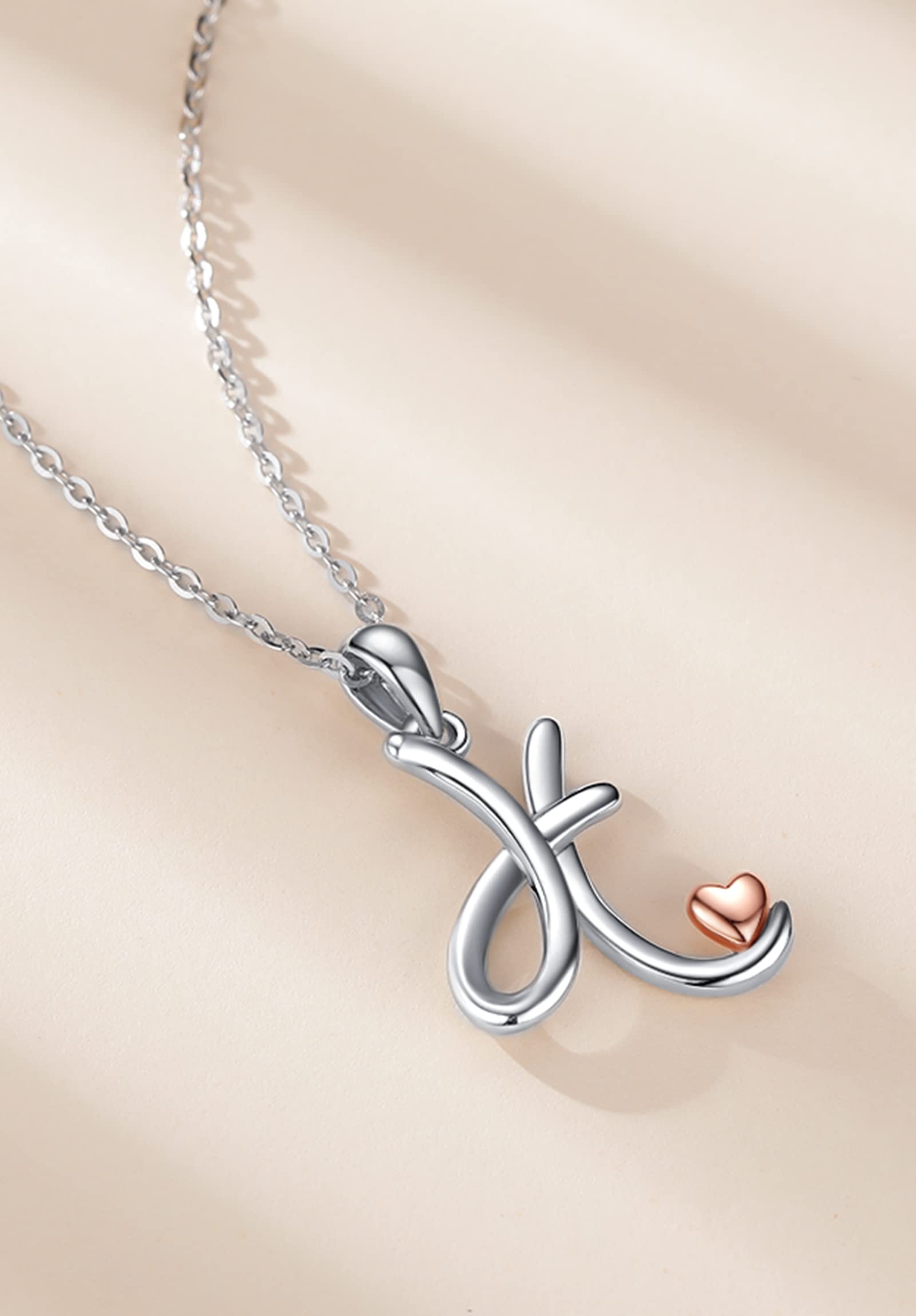 CELESTIA Mujer Collar Letras con Colgantes Inicial Nombre de Plata de Ley 925 Oro Rosa Joyas Personalizado Regalos para Hija Hermana Mujeres Joven Cumpleaños Navidad