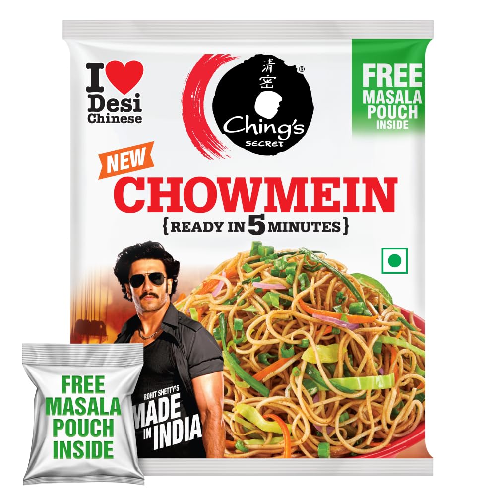 Ching’s Just Soak Chowmein with Free Masala Pouch | Ready in 5 Minutes | Non-Sticky Chowmein Noodles | 140 gm