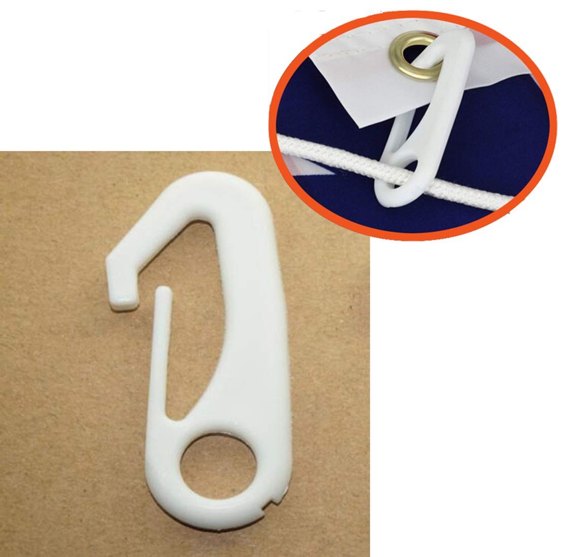 SagaSave 4 stuks 60 mm nylon vlag paal clip snap haken vlaggenmast bevestiging wit