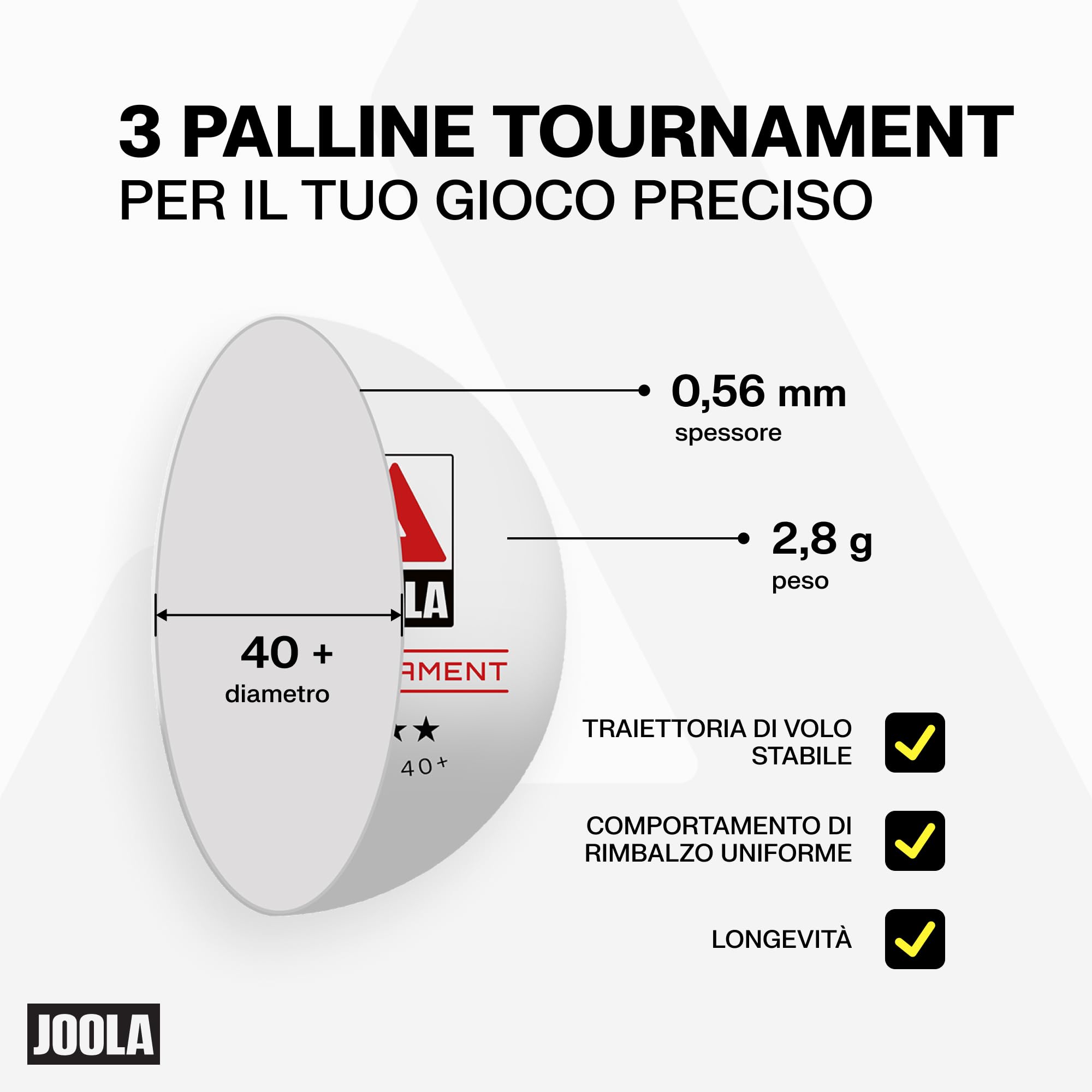 JOOLA Team Pro - Set da ping pong, 2 racchette da ping pong + 3 palline da ping pong + custodia, 6 pezzi