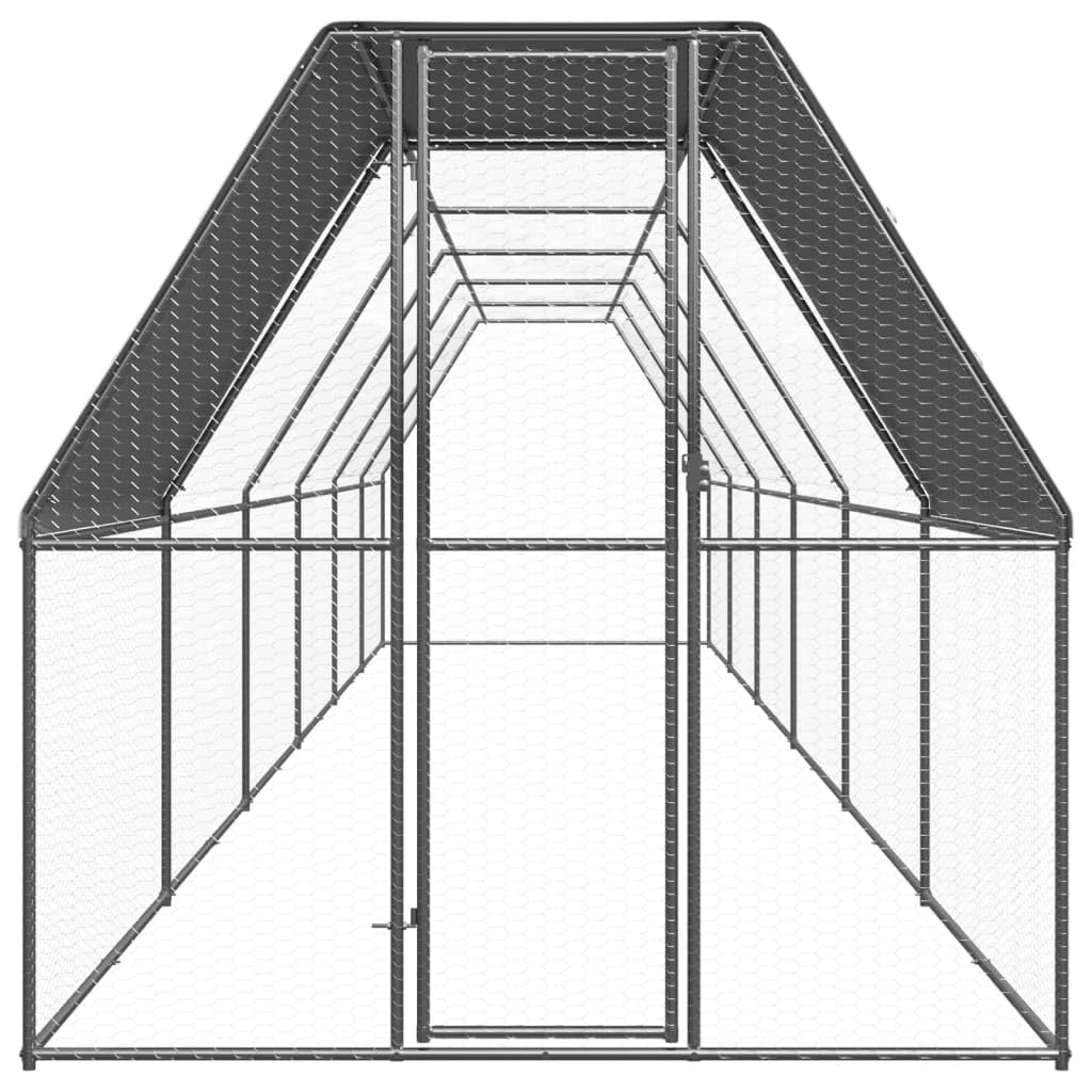 Jaula XXL para pollos, 2 x 12 x 2 m, de acero galvanizado, para exteriores, para pollos, patos y aves de corral, establo estable con techo y cerradura de puerta, pajarera para animales