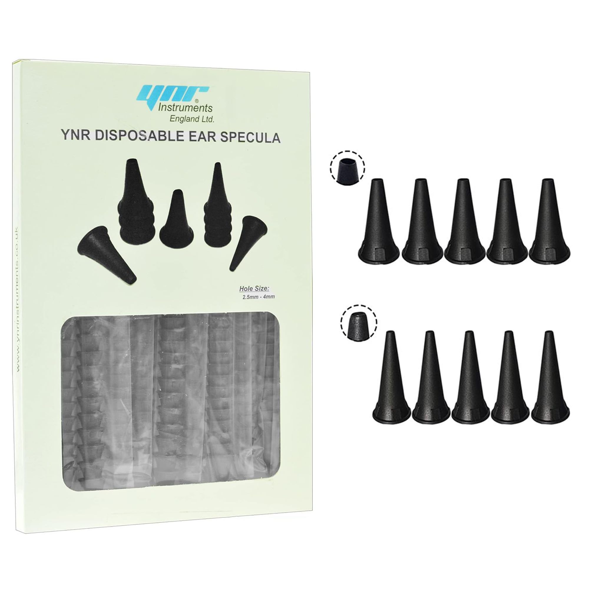 YNR Otoscope Disposable Specula Ear Piece Ear Inspection Examination Diagnostic Black - Pack of 300