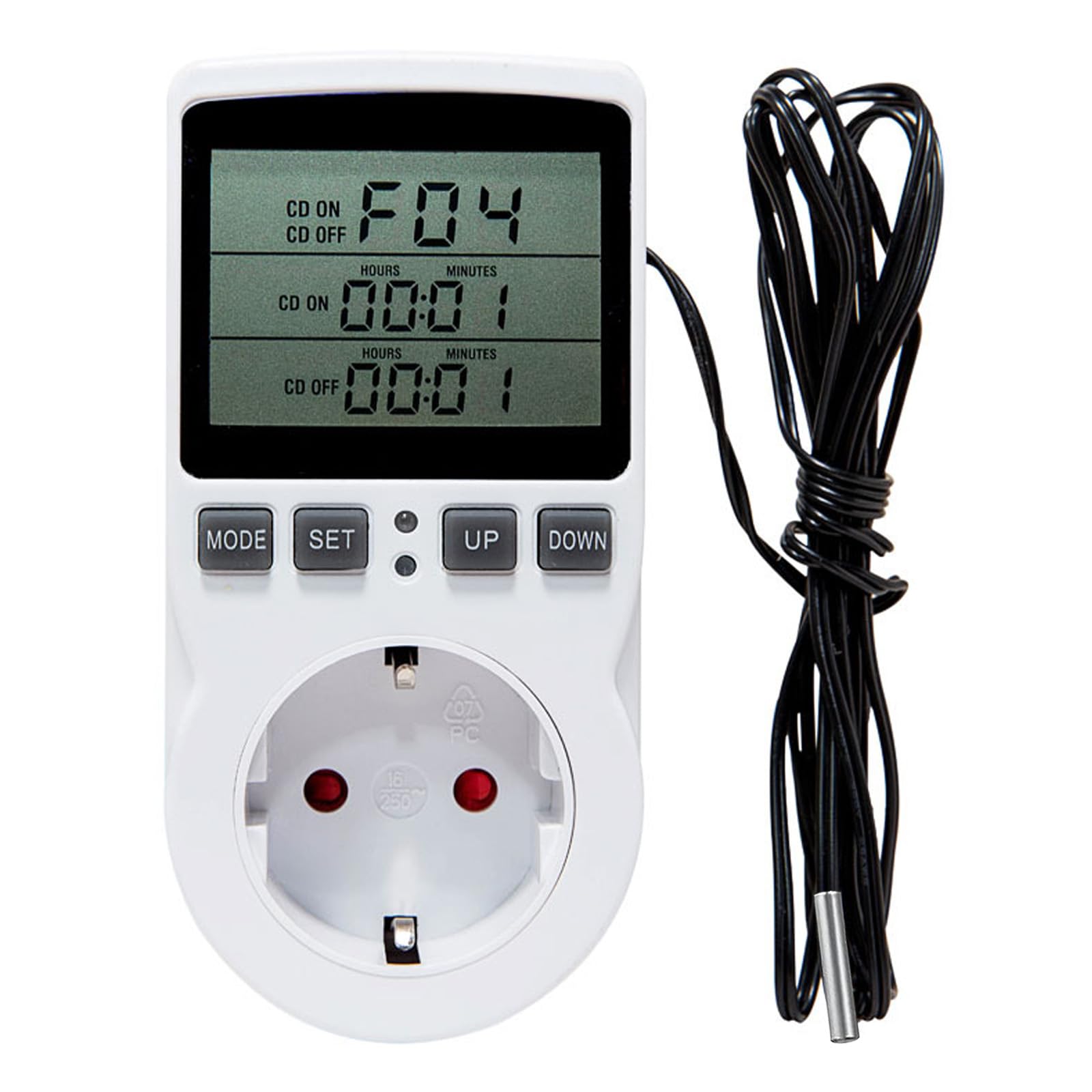 Enchufe de Termostato Digital 230V, Controlador de Temperatura, Enchufe Termostato con Sonda, Termostato con Sensor de Temperatura para Incubadora Invernadero Acuario Reptil