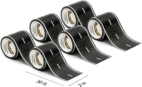 Miniatura 18 de Cinta negra de 30 x 4 pulgadas, cinta negra de auto ideal para niños, rollo de pegatinas para sets de carros y trenes, se pega al piso y las Asfalto
