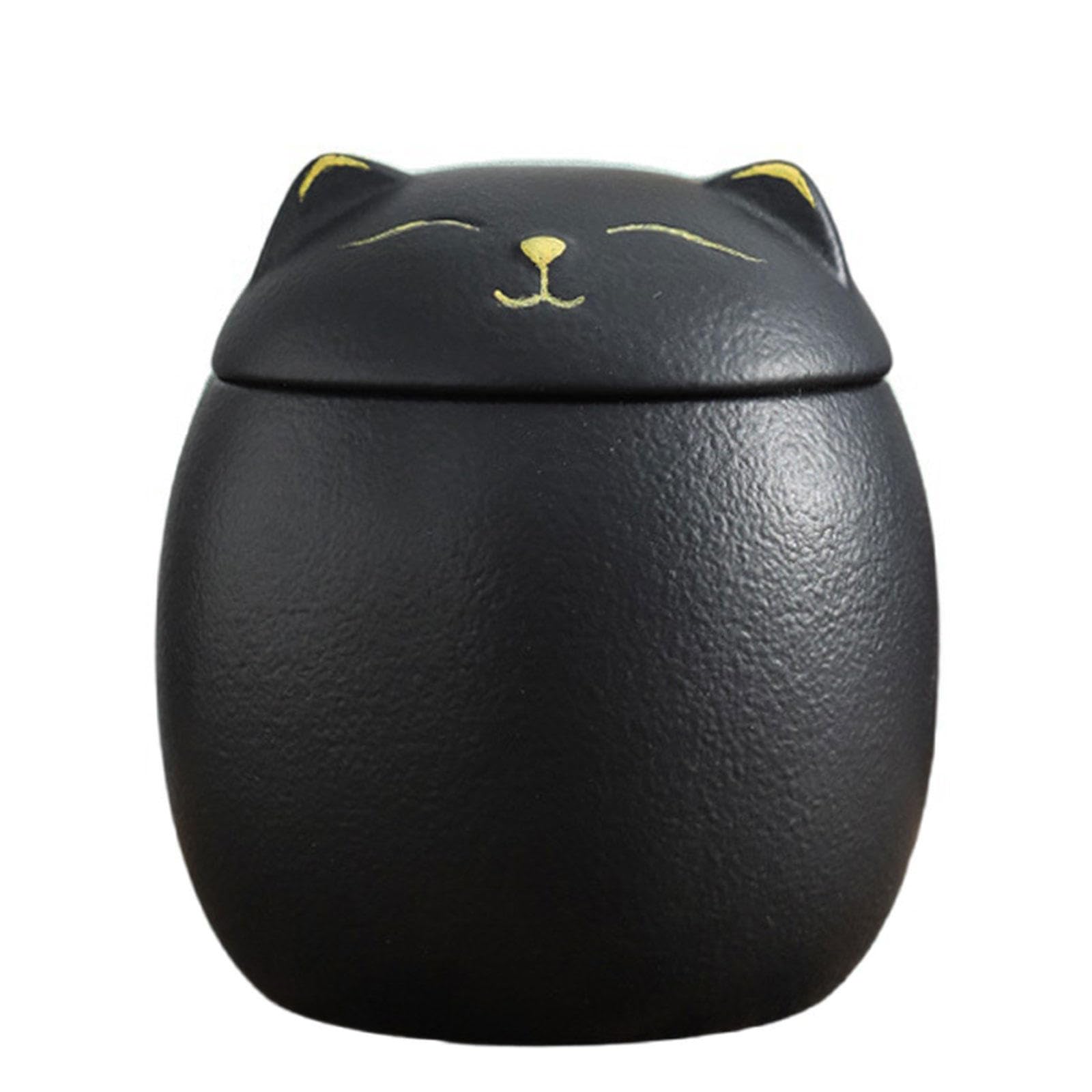 GPDNBIEU Ceramic urns, for Cat Dog Ashes Human, Decorative Keepsake Urn, Miniature Memorial Funeral for Sharing(Black,Small)