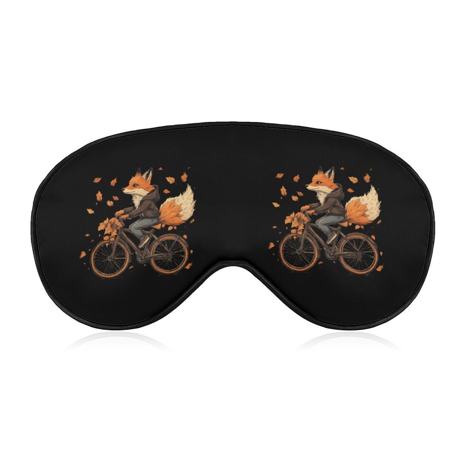 Fall Fox Bicycle Sleep Mask Eye Shade Cover Adjustable Strap for Travel Lunch Break Women Men