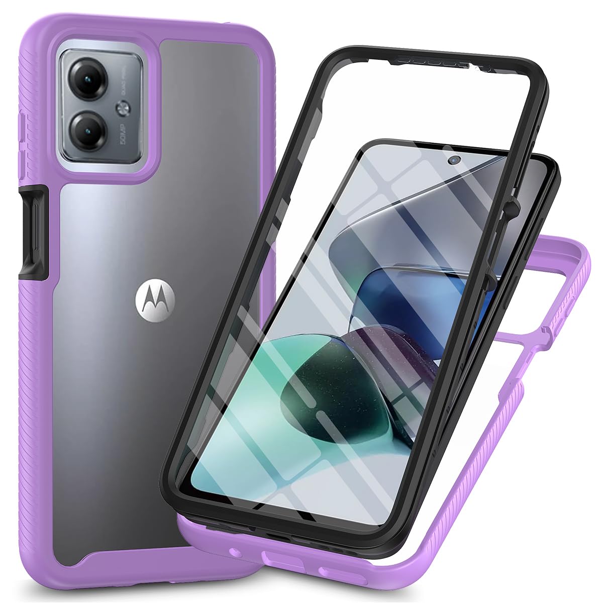 HGJTFANY Phone Case For Motorola Moto G14 (6.5") With 1 X Tempered Glass Screen Protector, Slim Clear Shockproof X Anti-Scratch Soft TPU Gel Cover For