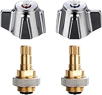 Sepaitek Commercial Hand Wash Sink Faucet Handle Kit - Rustproof Hot & Cold Metal Knobs with Durable Brass Stem, 4" Center Compatible