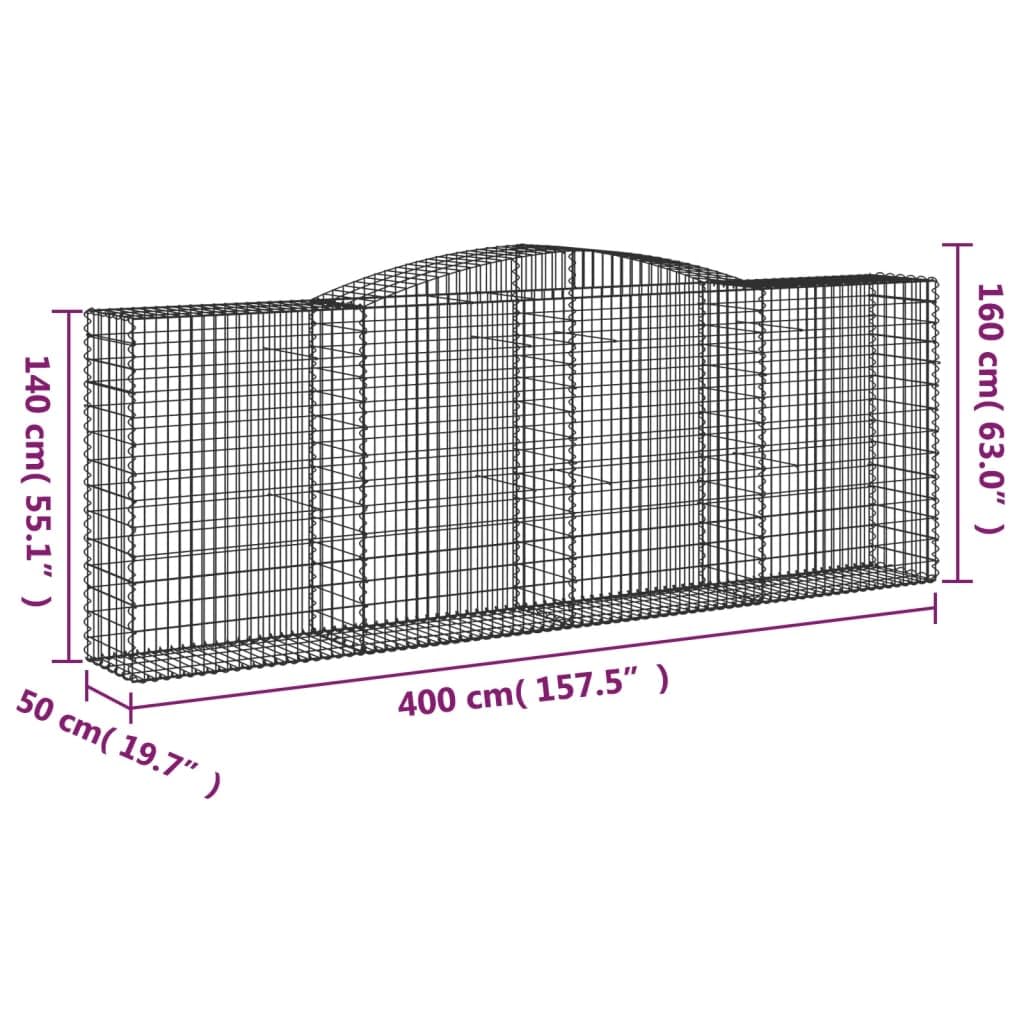 Cesto gabbioni Arco 400x50x140/160 cm Ferro Zincato | Barriera decorativa insonorizzante, filo 3,5 mm, ganci rinforzati, riempimento pietre non incluse