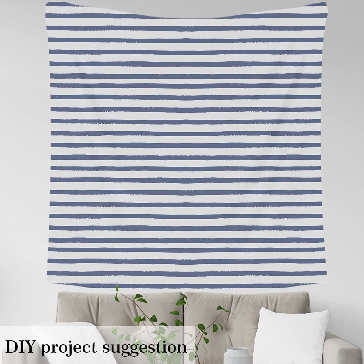 Harbour Stripes Tissus au Metre, thème marin Tissu 460x150cm chaise, motif Géométrique rayé décoratif imperméable Tissu extérieur, bleu nuit Ameublement Tissu de couture polyester