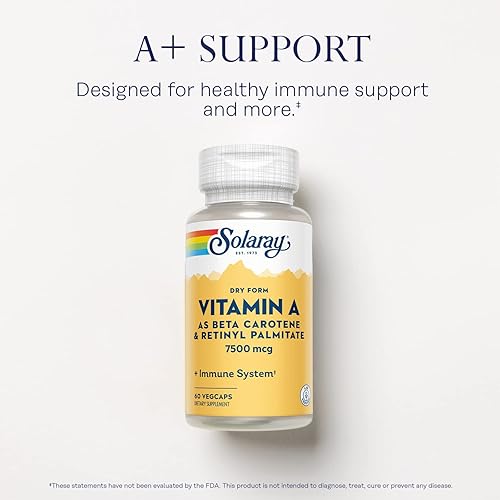 Miniatura 3 de SOLARAY Vitamina A de forma seca – Vitamina A como 60% betacaroteno y 40% palmitato de retinilo con polvo de zanahoria – Ojos, actividad