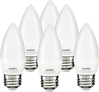 Vista 1 de Sunlite Bombilla LED B13 Torpedo decorativa, 7 vatios (60 W = ), 500 lúmenes, 120 voltios, regulable, base E26, 90 CRI, certificación ETL, torpedo