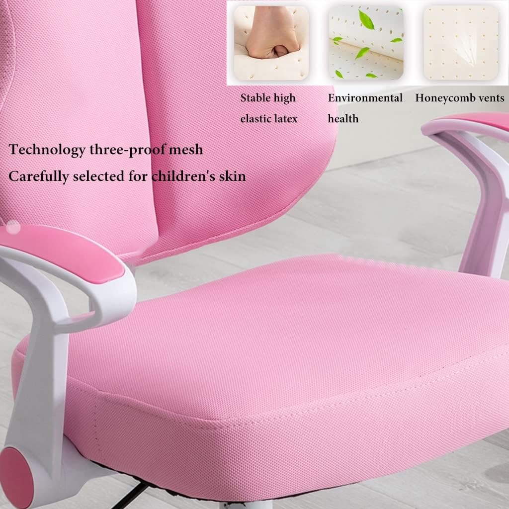 GIZNXBA Kids Desk Chair with Arms, Adjustable Children Study Chair, Home Kids Task Chair, Child Computer Desk Chair with Lift Backrest, Children's Swivel Reading Chair (Color : /Pink)