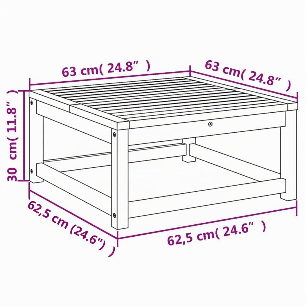 vidaXL Mesa de Jardín, Mesita Cuadrada de Centro, Mueble Auxiliar, Decoración para Patio Terraza Balcón Hogar, Madera Maciza de Acacia