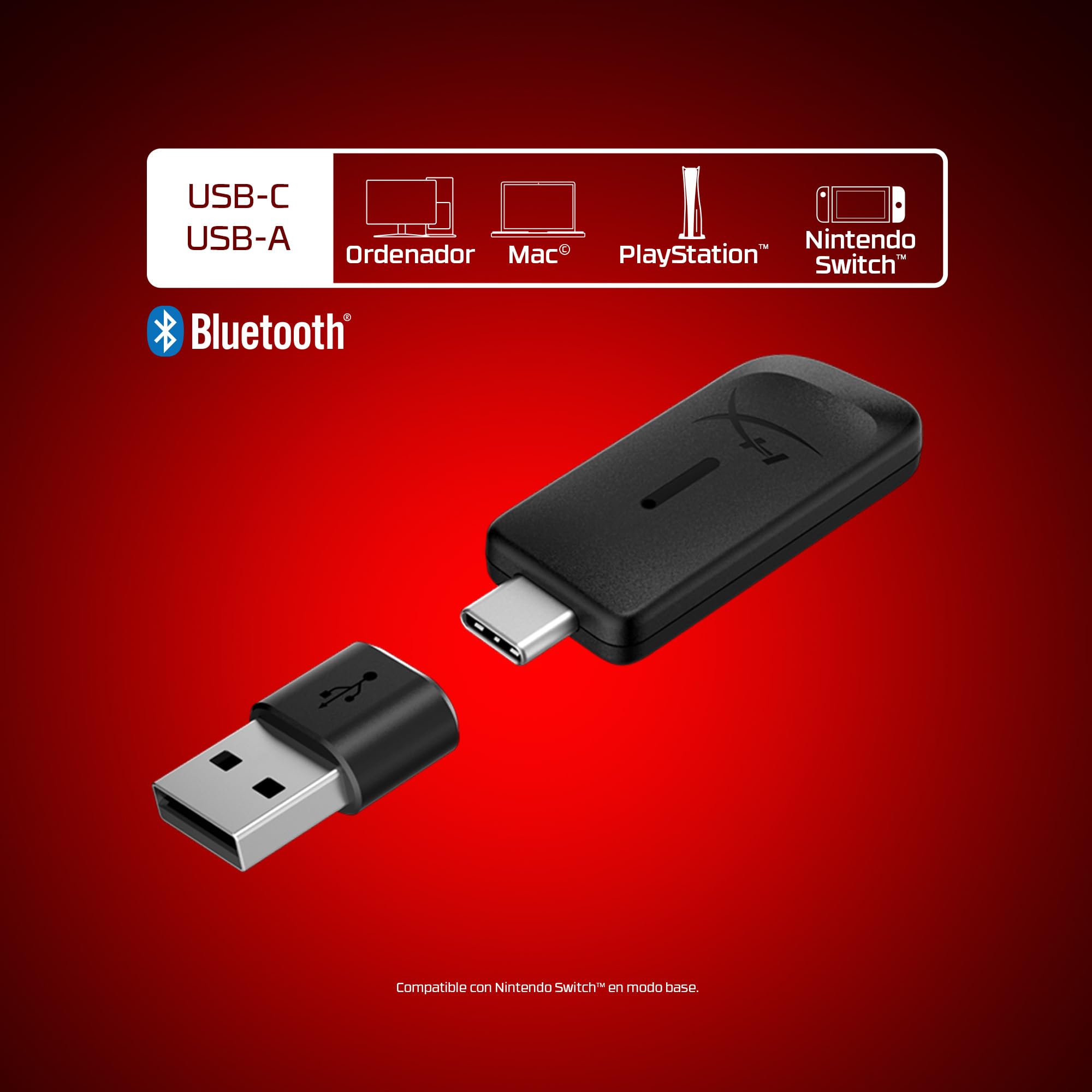 HyperX Cloud Flight 2 – Auricular Gaming inalámbrico, Luces RGB Personalizables, batería 100 Horas, Dual Wireless 2.4GHz y Bluetooth, Instant Pair, PC/PS/Switch/Móvil, Negro