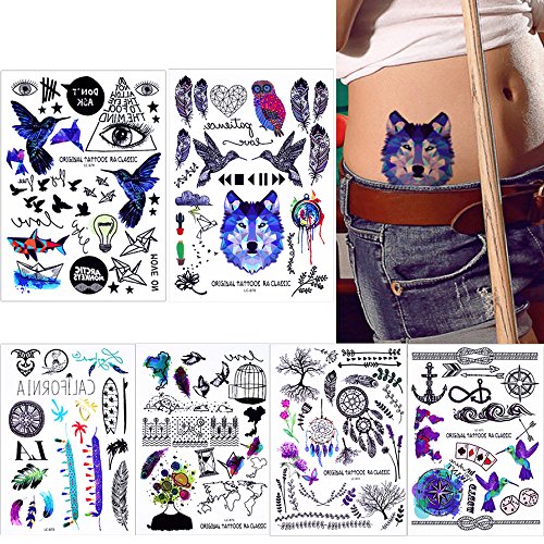 6 Sheets Women Men Body Art Tattoo Temporary Small Pattern Sticker Paper Unique Gift