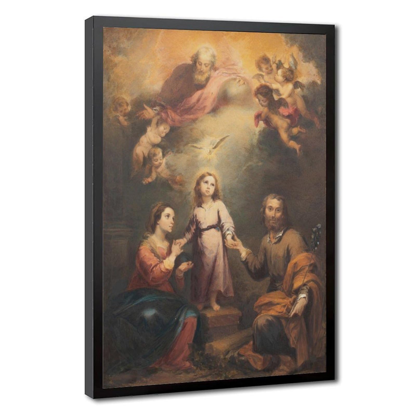 WCYB The Holy Trinity by Bartolome Esteban Murillo Posters Prints Canvas Deco Paintings Wall Art Hangable Frame 20" L X 30" W