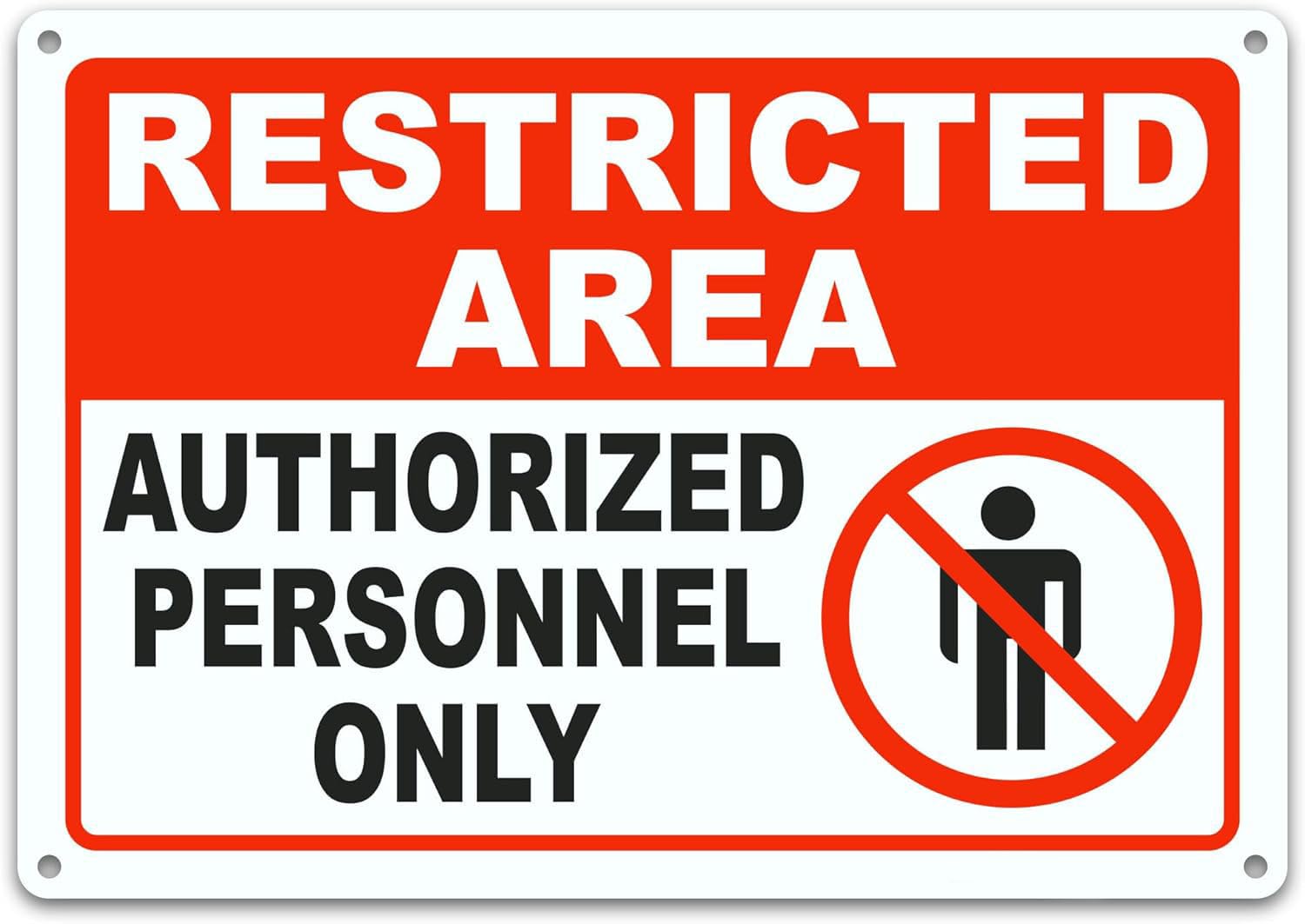 Authorized Personnel Only Rust-Free Aluminum Warning Sign - Weather Resistant, Waterproof, Easy to Mount for Lab, Factory, Office, Indoor/Outdoor 8x12 inch​